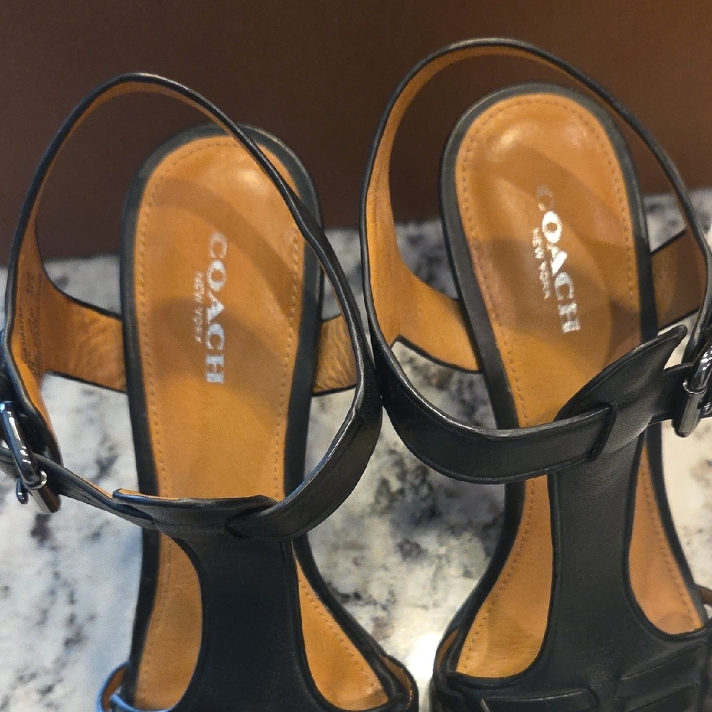 Coach Izzy Black Strappy Weaved Women's Heels Size 7.5B With Original Box - Picture 11 of 11